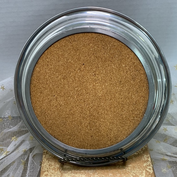 2 Beautiful Ceramic 8” Silver Rimmed Chargers - Picture 2 of 8